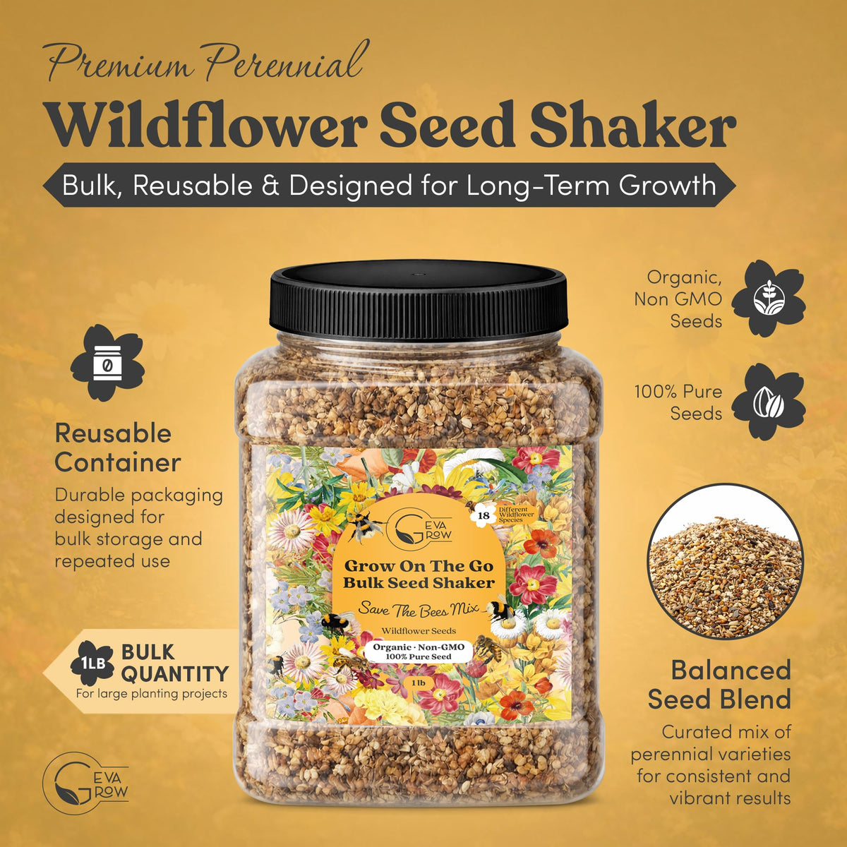 GevaGrow wildflowers mix sowing-ready seeds ideal for small patios