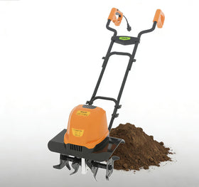 Gewol electric garden tiller with 7-inch depth and 14-inch width improves bed prep efficiency.