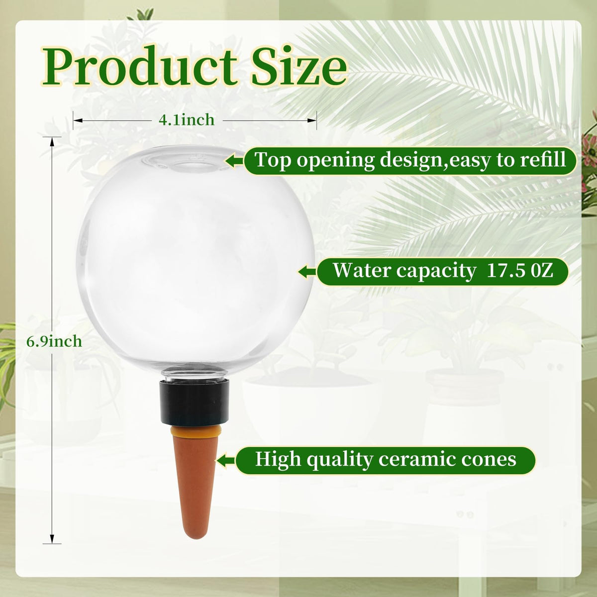 GEWOSI 500ml-capacity globe extends hydration for thriving houseplants