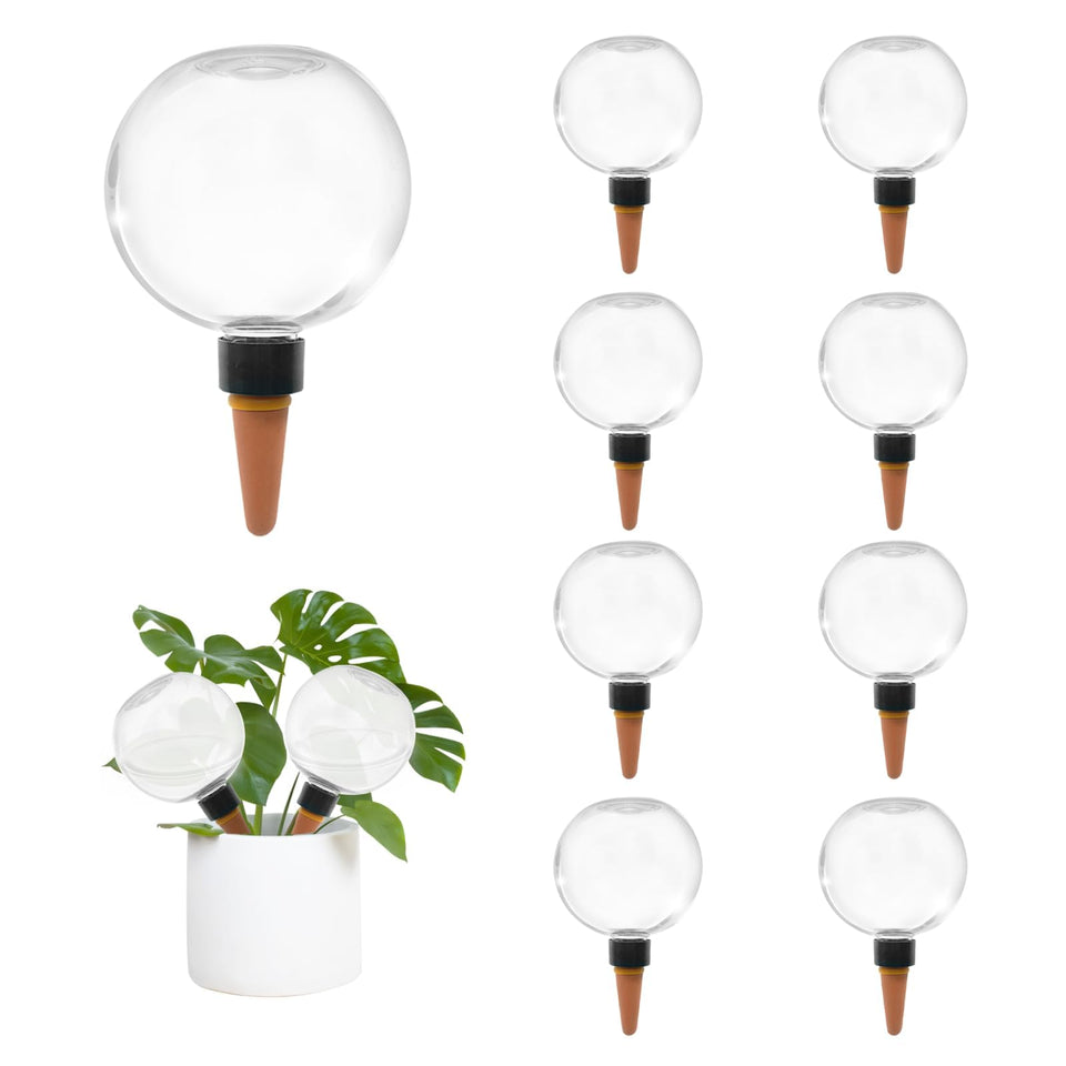 GEWOSI self-watering globes 500ml keep indoor plants hydrated while you're away.