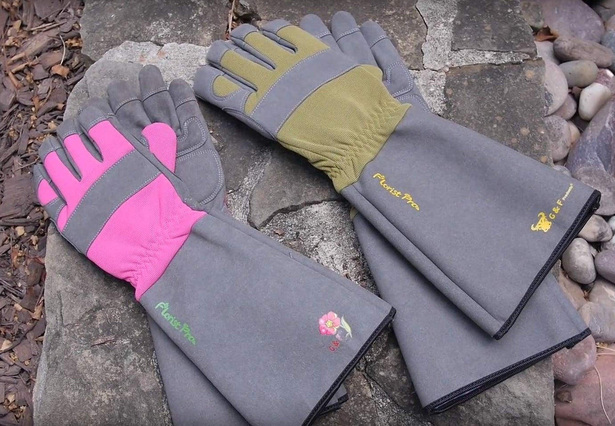 G & F Products 2431L Florist Pro gloves wrist cuff close-up for thorn protection