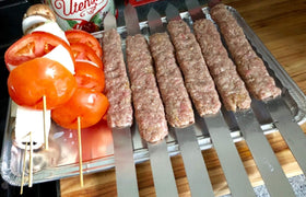 G & F Products 23-inch skewers ready for large portions on the grill.