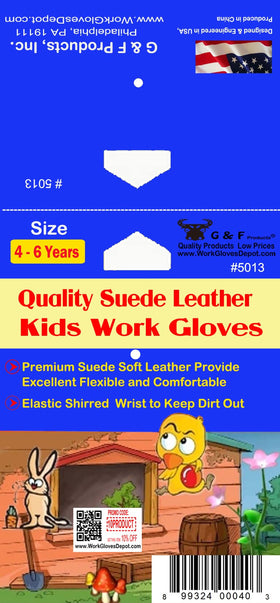 G and F JustForKids gloves worn on a child’s hand during gardening tasks.