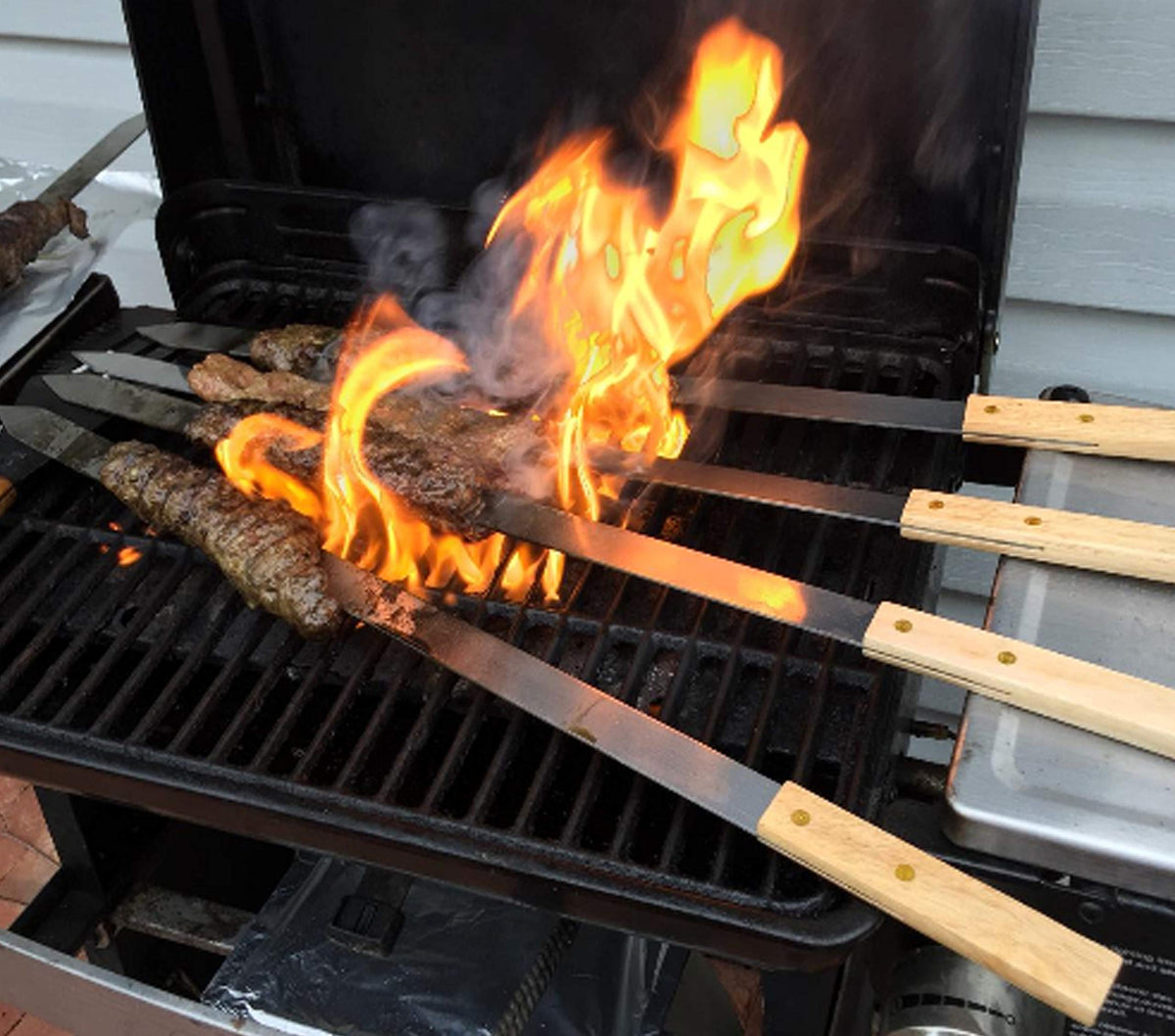 G & F Products stainless steel skewers resist heat and bending.