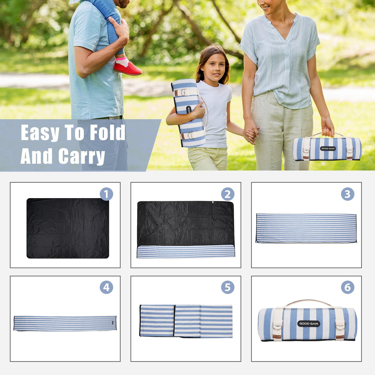 G GOOD GAIN picnic blanket machine washable for easy cleaning