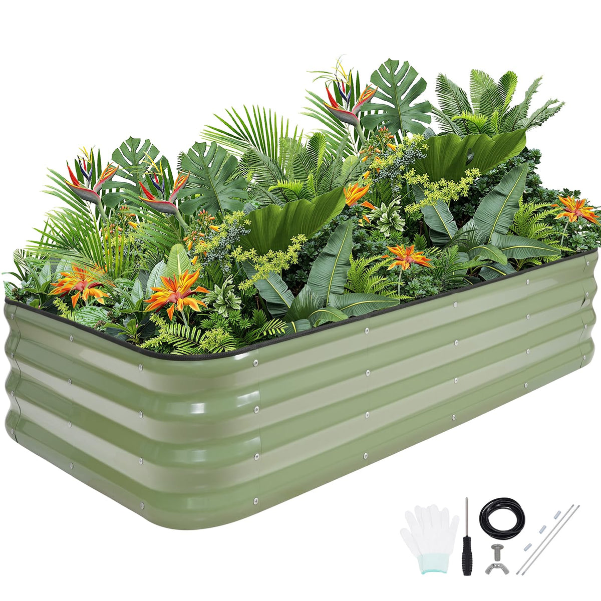 G Good Gain 4-in-1 raised bed assembled in a sunny backyard for easy gardening.