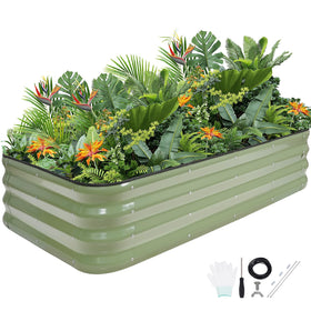 G Good Gain 4-in-1 raised bed assembled in a sunny backyard for easy gardening.