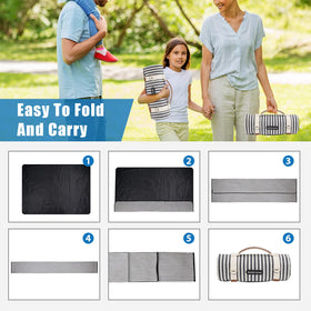 G GOOD GAIN picnic blanket measures 78 by 54 inches when unfolded