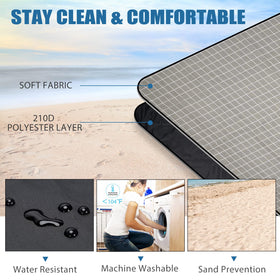 G GOOD GAIN picnic blanket on the beach scene for a sunny day