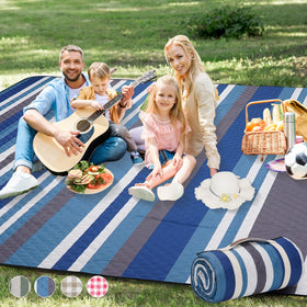 G GOOD GAIN blue strip picnic blanket, 80x80, perfect for spacious family picnics