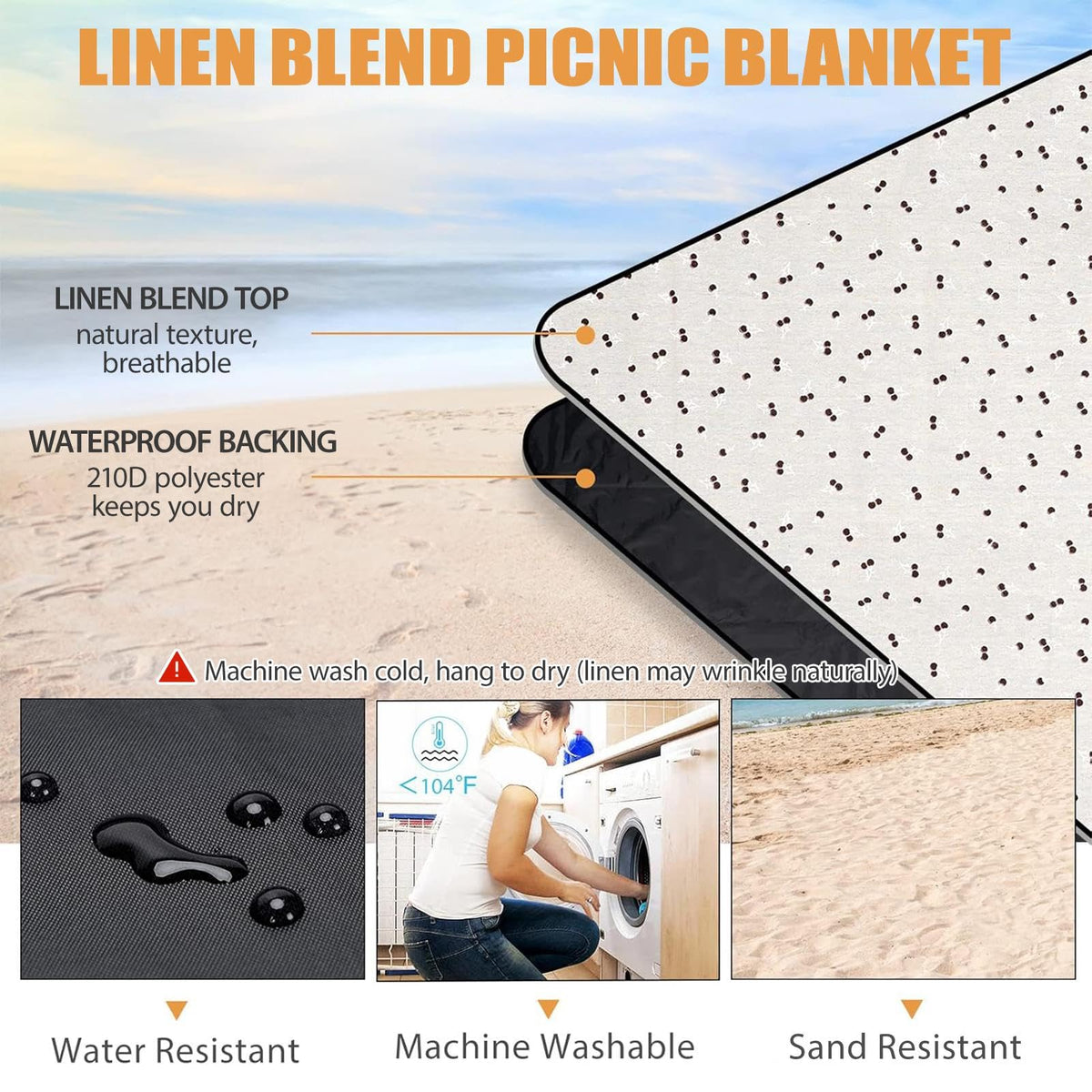 Bottom waterproof layer of G GOOD GAIN picnic blanket protects on damp ground
