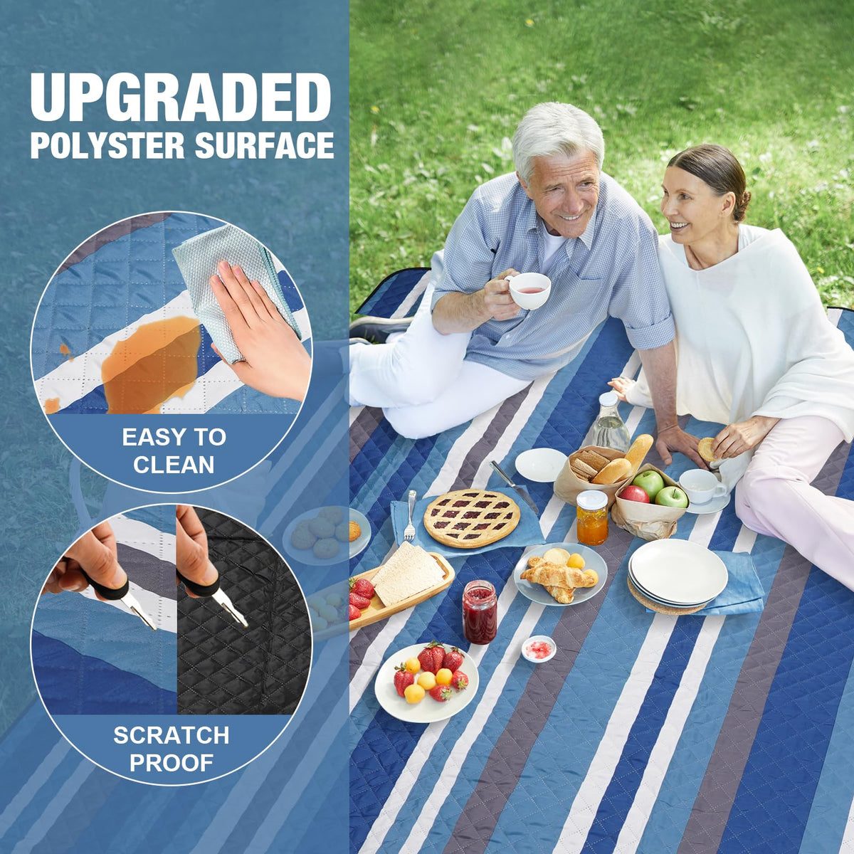 G GOOD GAIN foldable picnic blanket compact in a tote