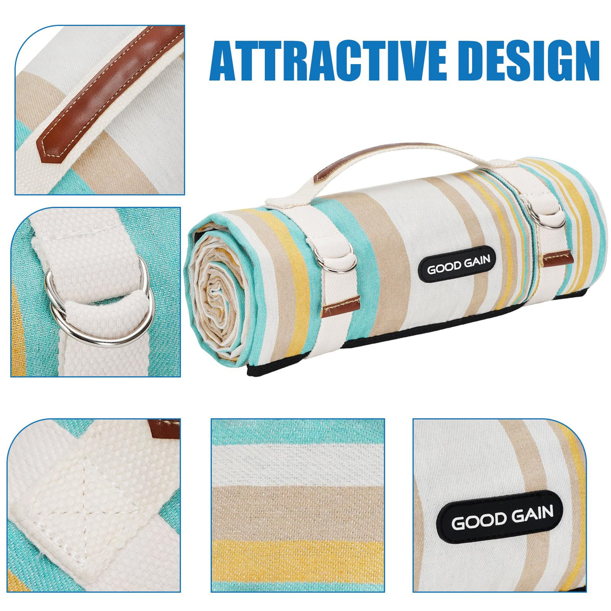 G GOOD GAIN picnic blanket folded compact for easy storage and travel