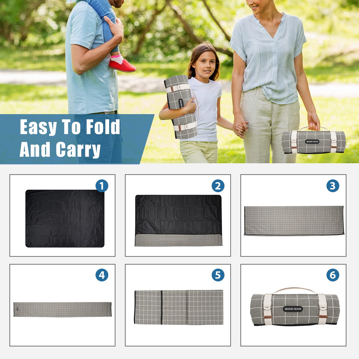 G GOOD GAIN picnic blanket suitable for park use and gatherings