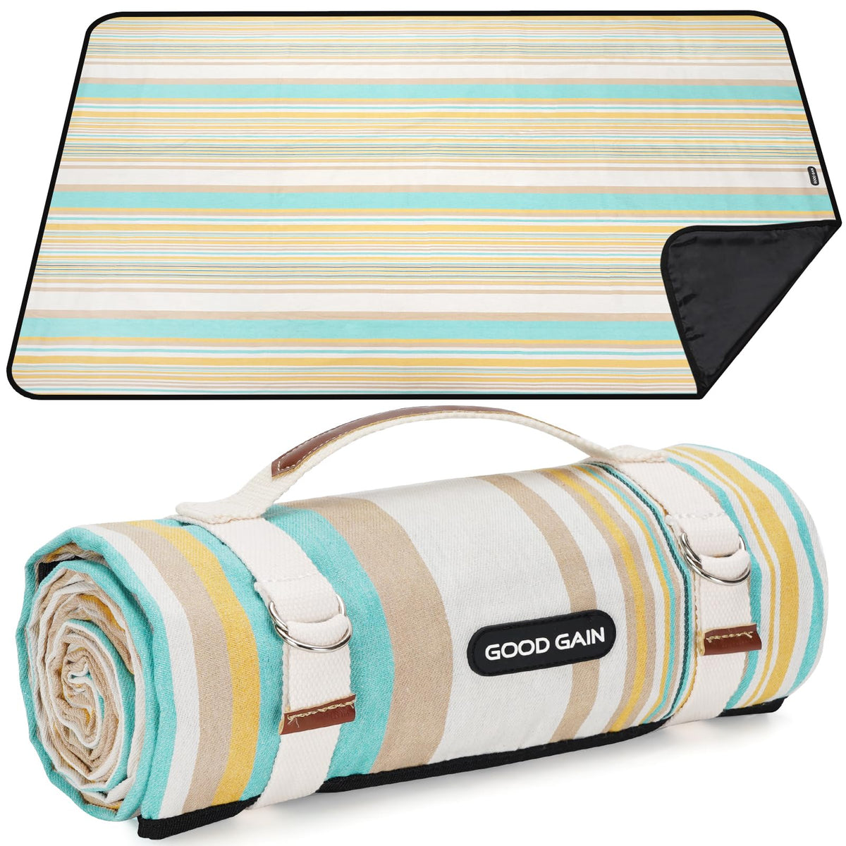 G GOOD GAIN picnic blanket waterproof back keeps seating dry on damp grass