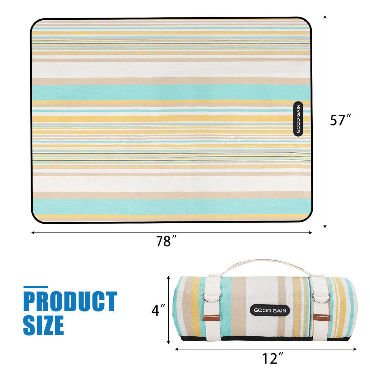 G GOOD GAIN picnic blanket XL size ideal for family picnics and group seating