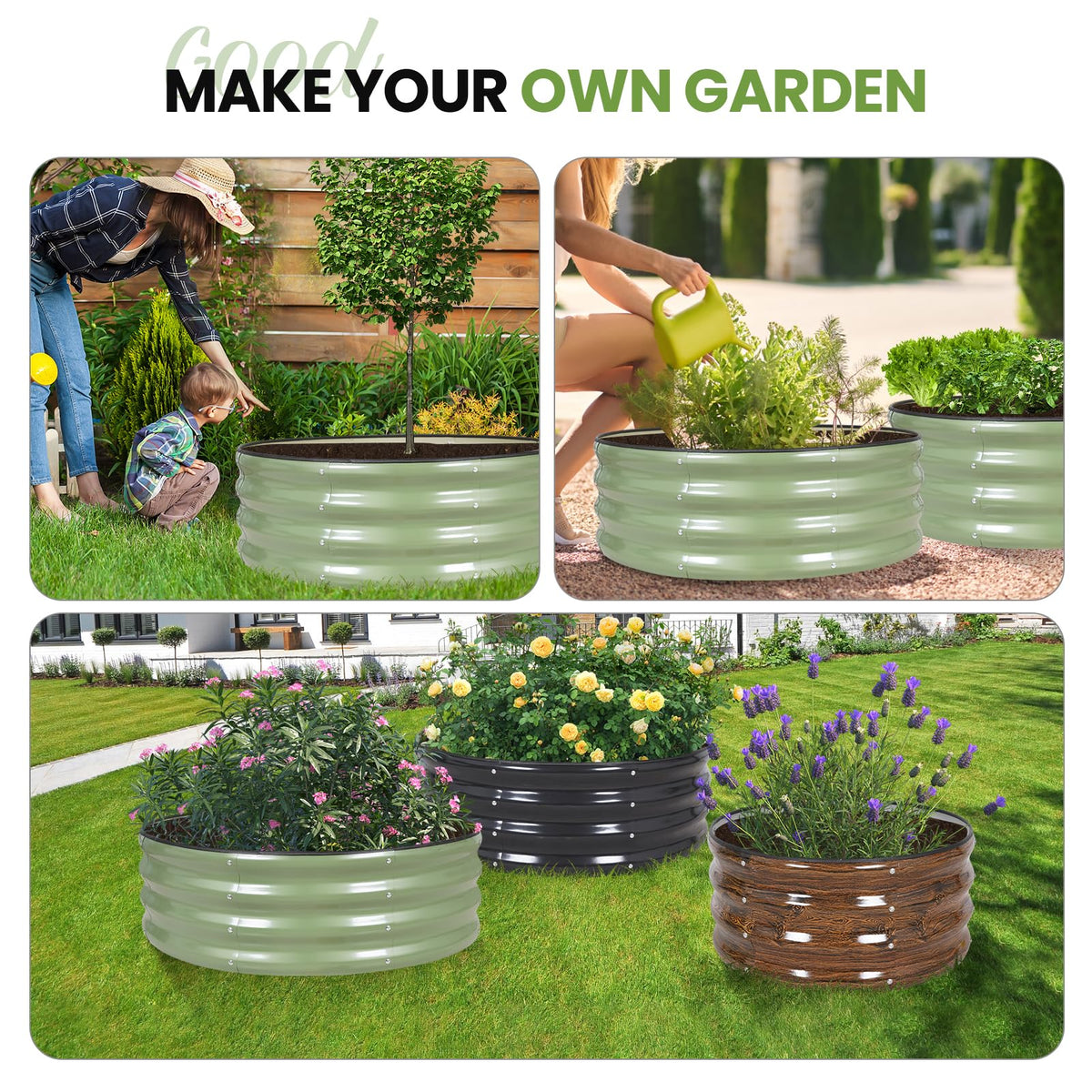 G GOOD GAIN durable welded frame resists outdoor wear.
