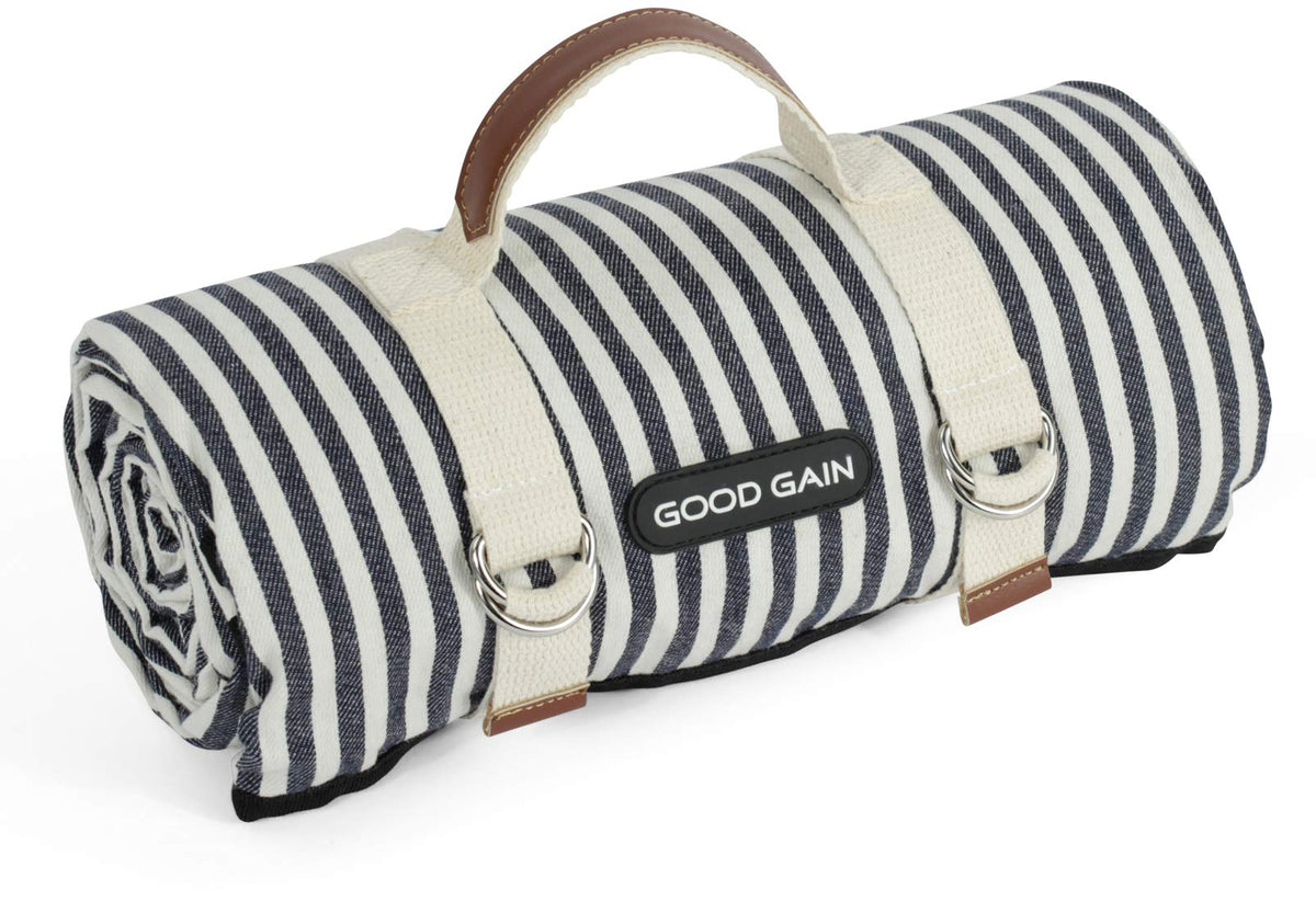 G GOOD GAIN waterproof picnic blanket front view in navy for outdoor gatherings