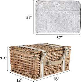 G GOOD GAIN Willow basket with dual canvas straps for easy carrying.