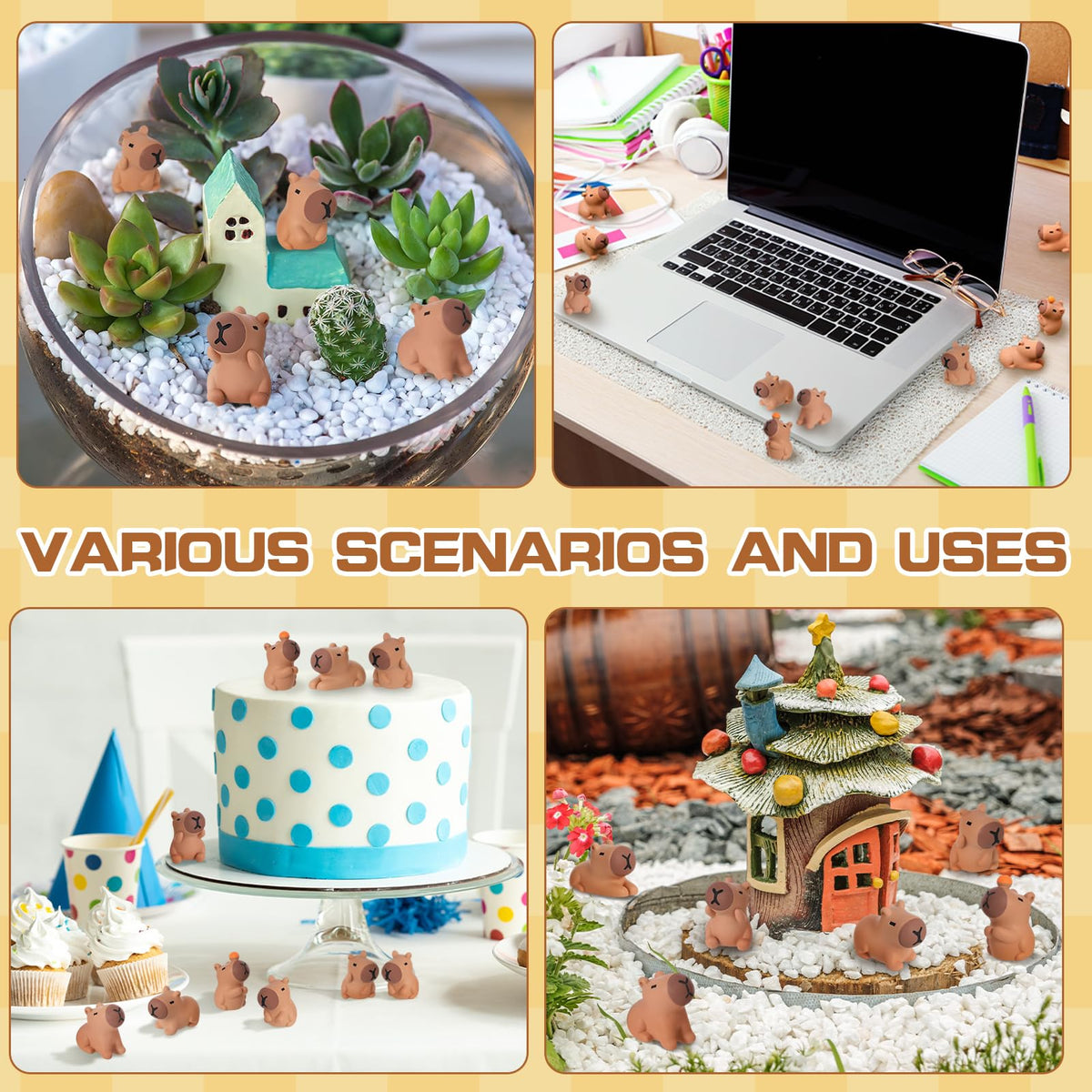 GGSTDDUP capybara figurines style 5, cute toppers for cakes and displays
