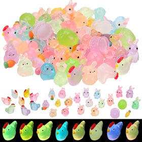 GGSTDDUP Easter mini bunny figurines glow softly for festive egg hunts.