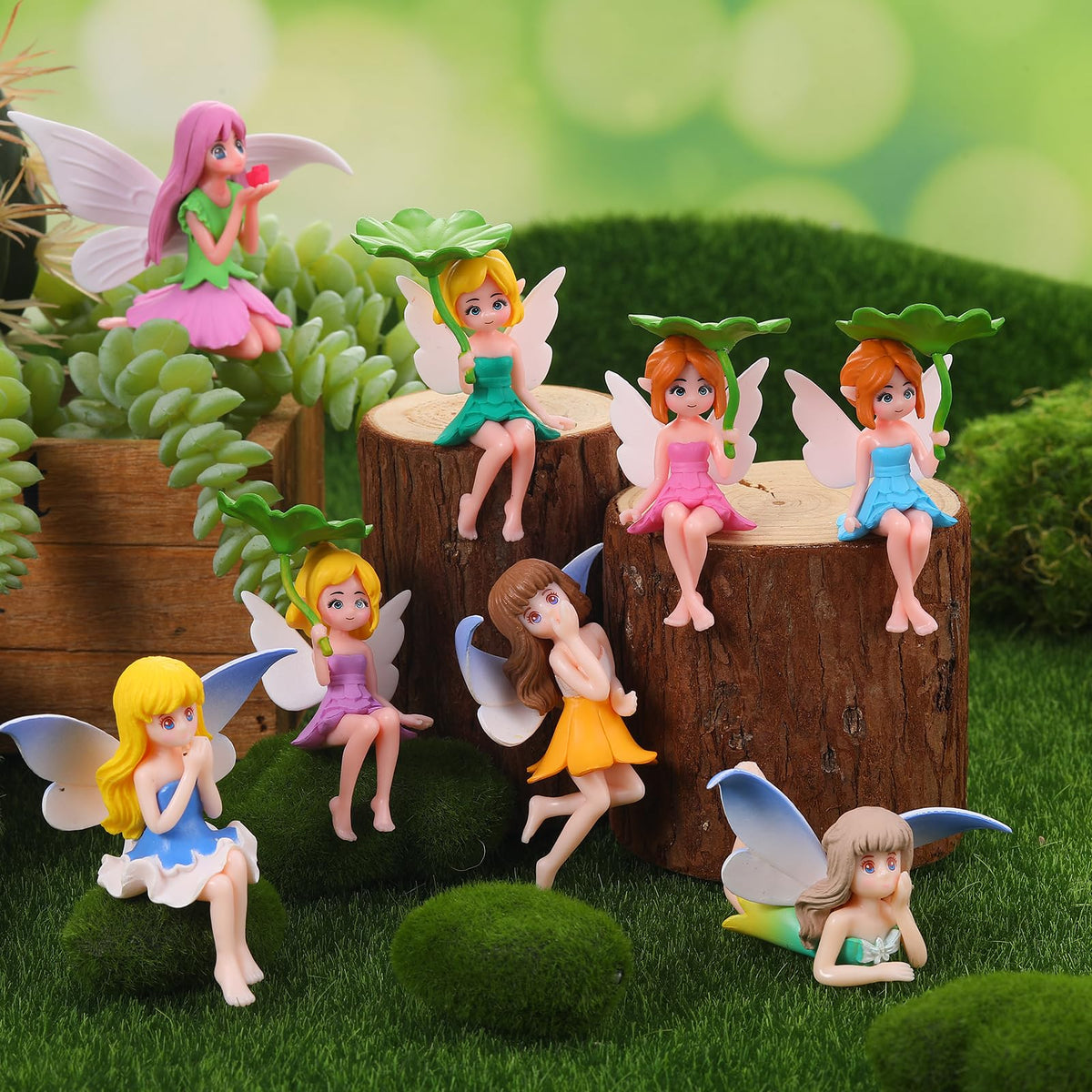 GGSTDDUP flower-accent fairy for moss landscapes and decor.