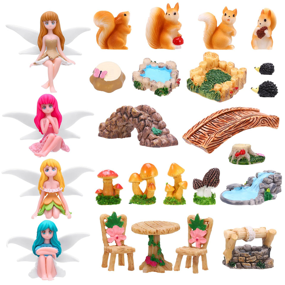 GGSTDDUP fairy garden set with 4 flower fairies for delightful outdoor decor