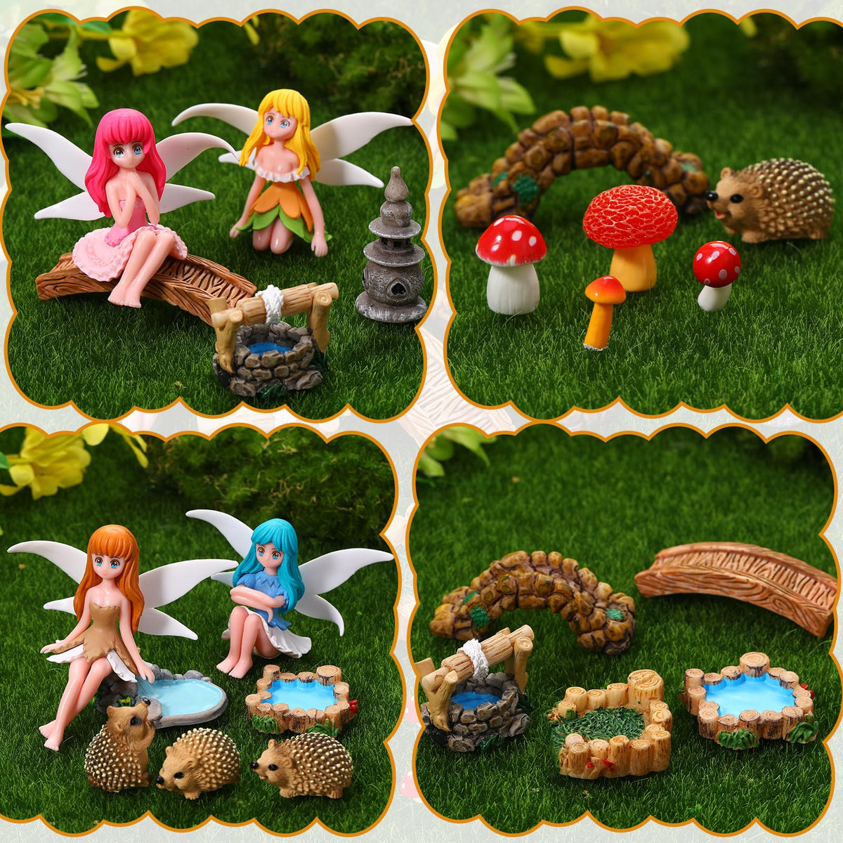GGSTDDUP fourteen mushrooms create a lively fairy landscape.