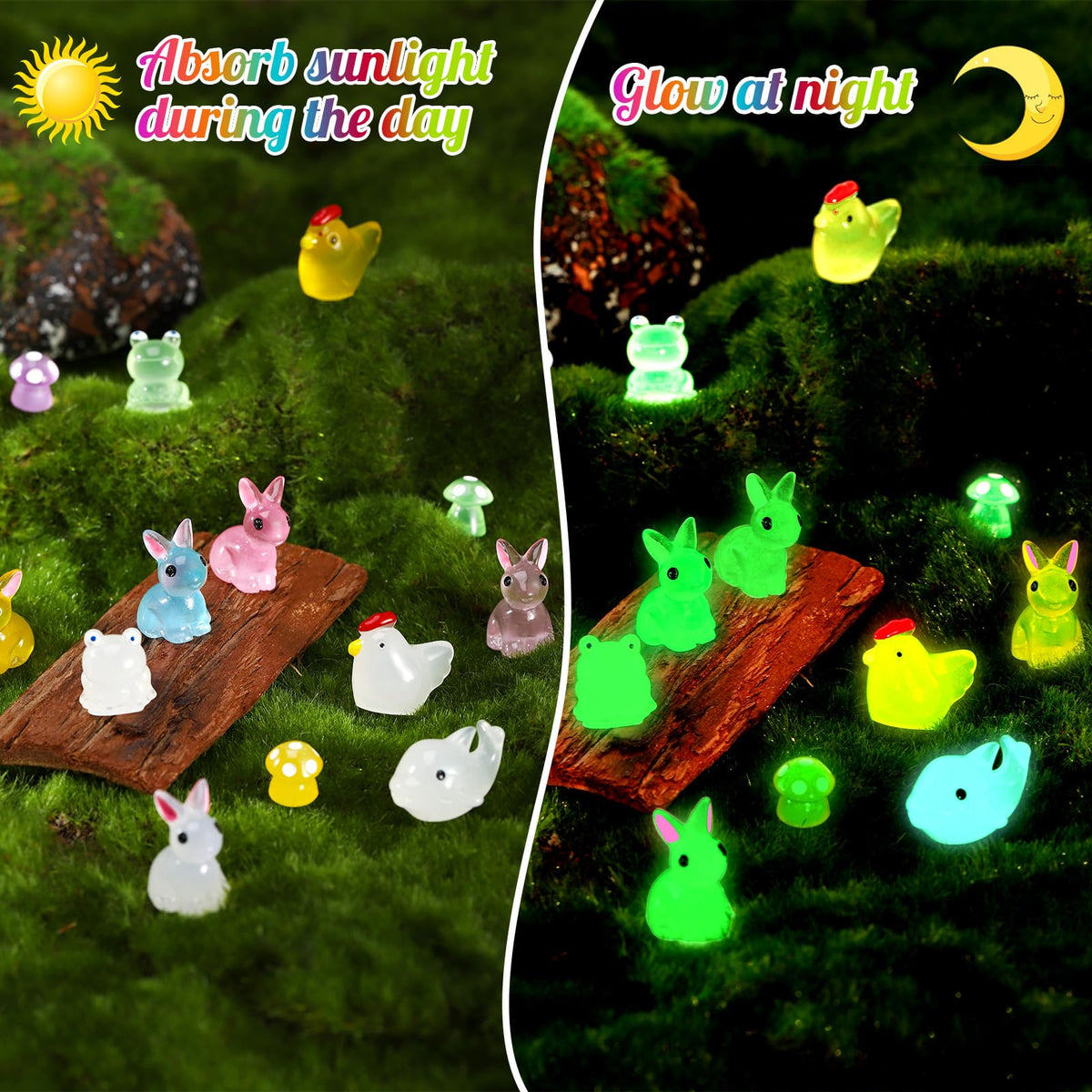 GGSTDDUP luminous chickens figurines brighten micro landscapes with soft glow