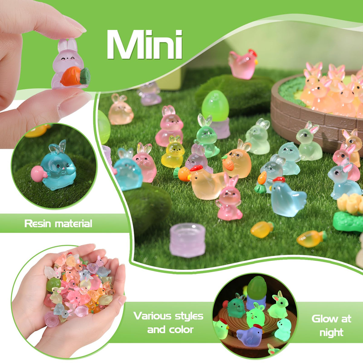 GGSTDDUP luminous figures shine at night for magical Easter ambiance.