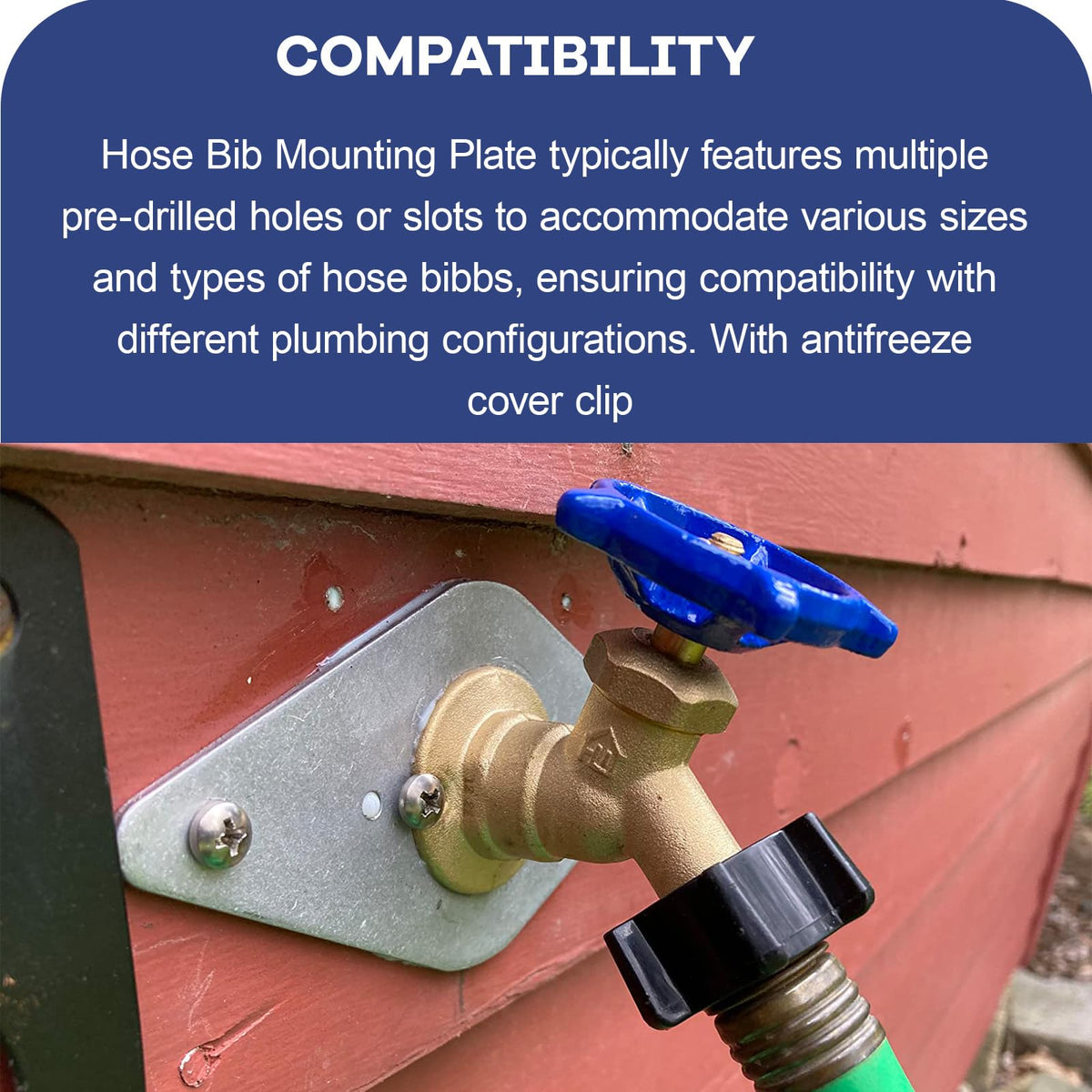 GGTE antifreeze cover clip installed demonstrates winter protection for outdoor faucets.