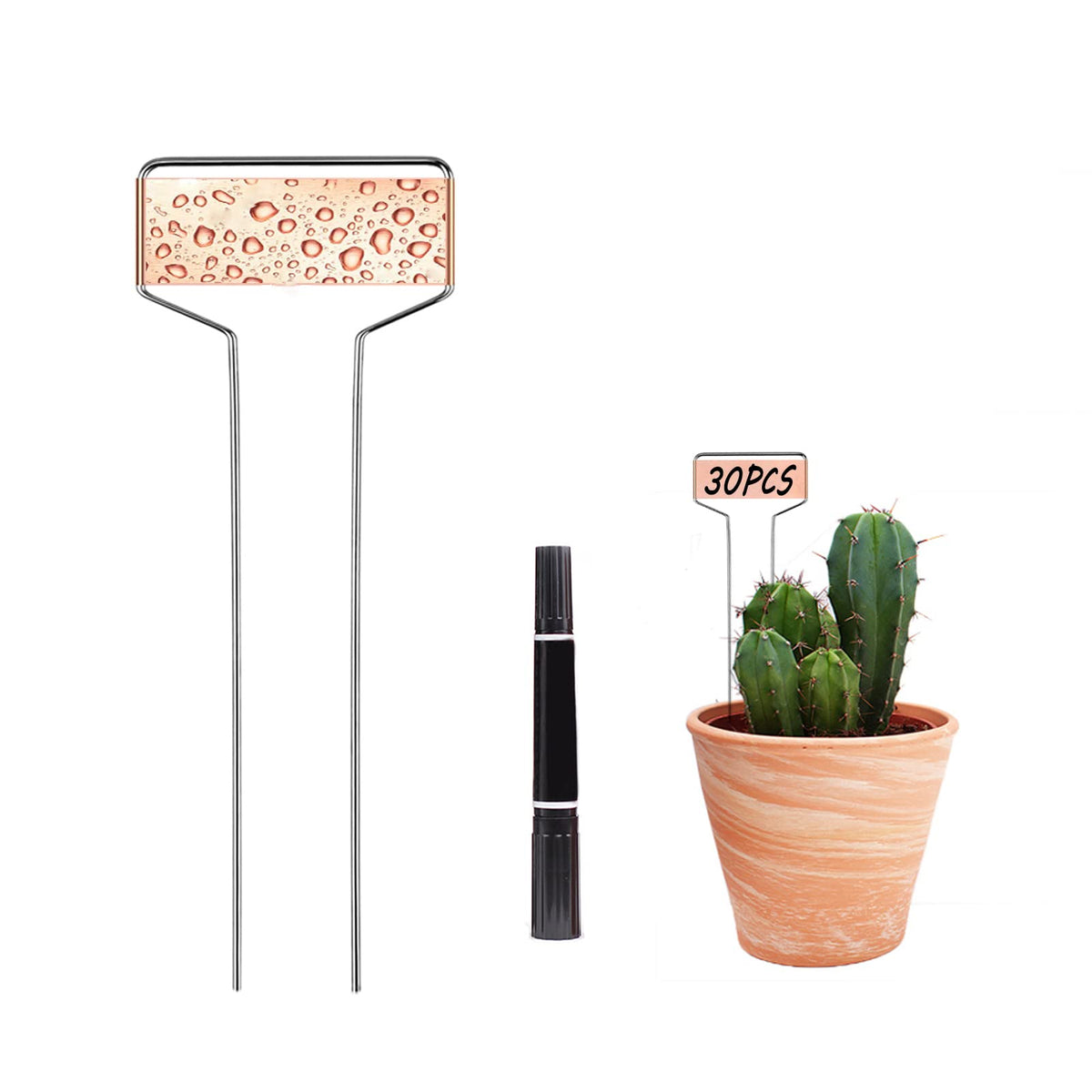 GHAMYEE copper plant markers 6-inch in outdoor garden settings.