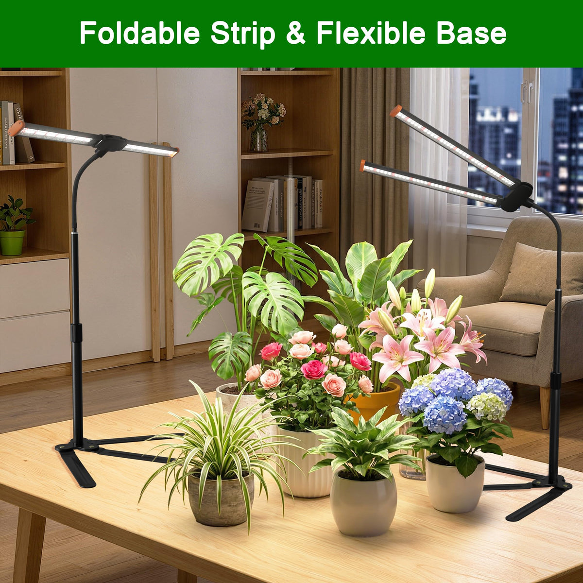 GHodec height-adjustable stand keeps seedlings securely lit