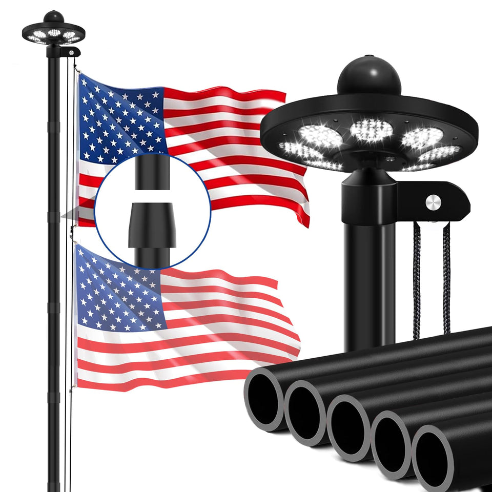 GHOSOONE heavy-duty flag pole outdoor light offers sturdy wind resistance for yard displays.