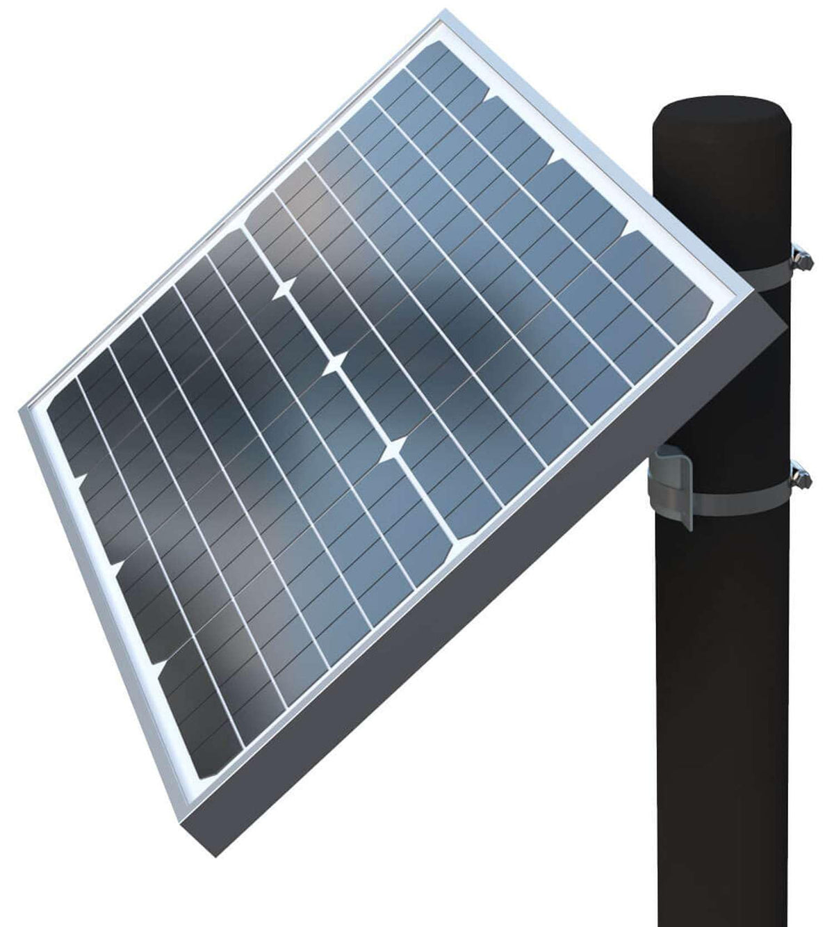 Ghost Controls AX30 solar panel mounted on round post for flexible installation