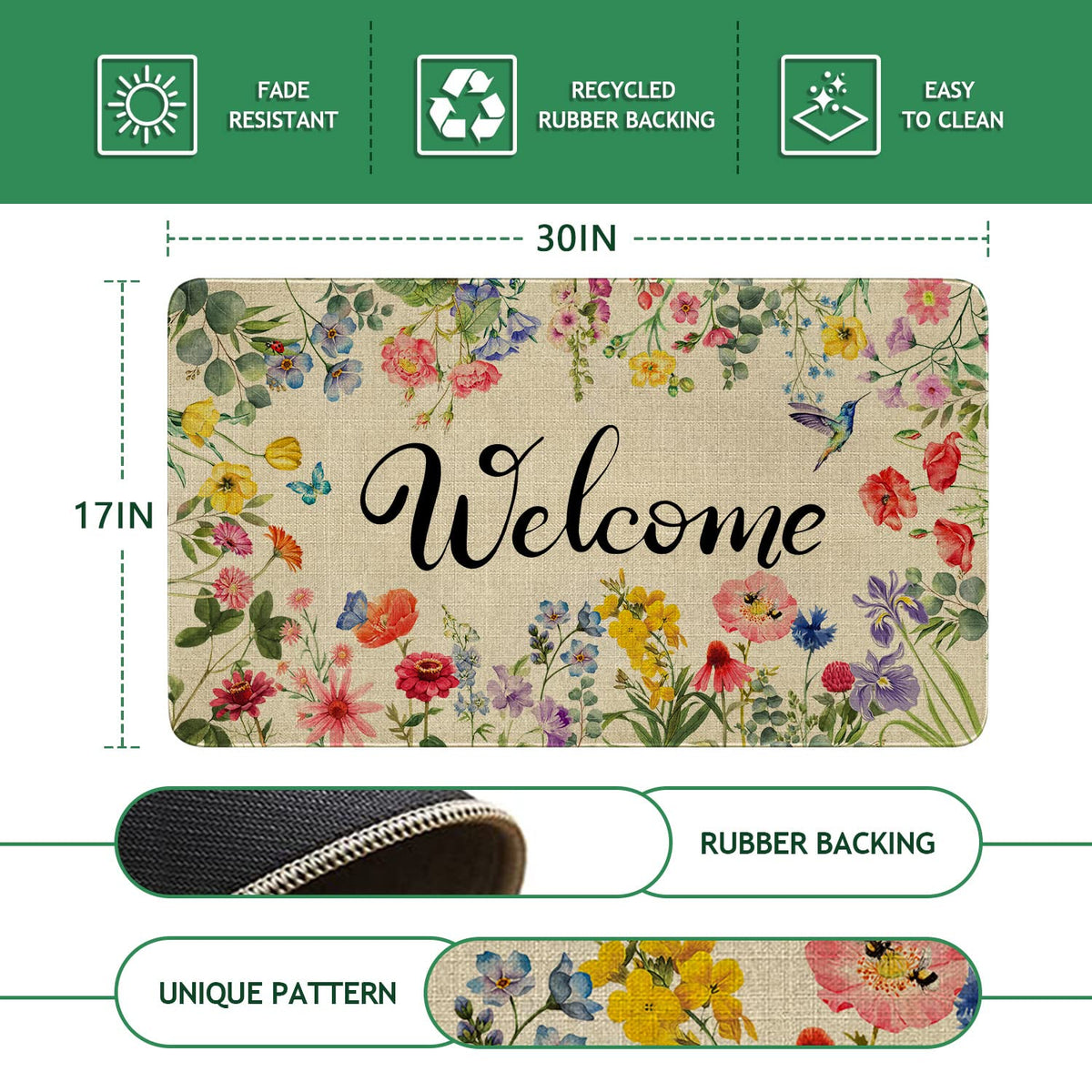 Ghroiep Non-slip indoor outdoor doormat keeps entry safe and stylish