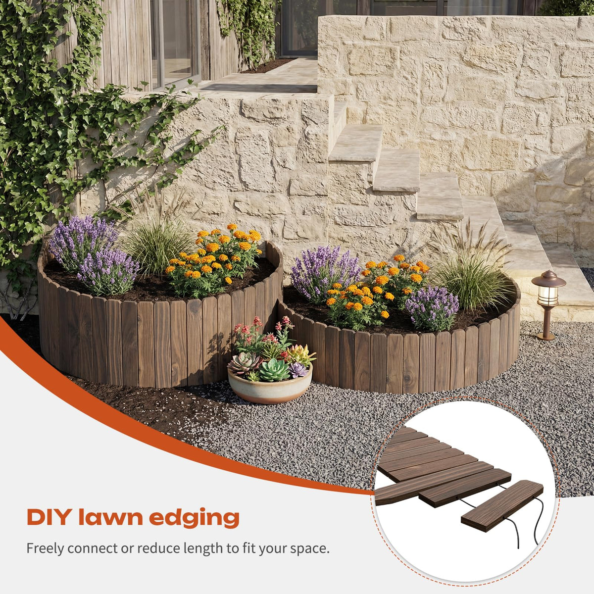 GHWIE Garden Edging Border wood panel pack ready for simple backyard projects