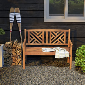 Giantex bench backrest helps maintain posture during evening porch seating