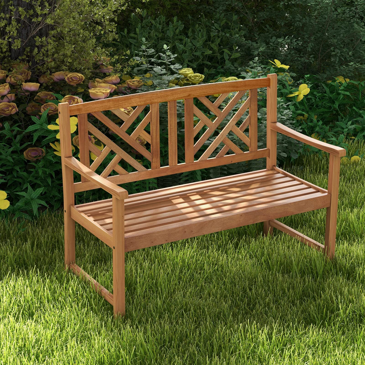Giantex non-foldable bench provides stable outdoor seating