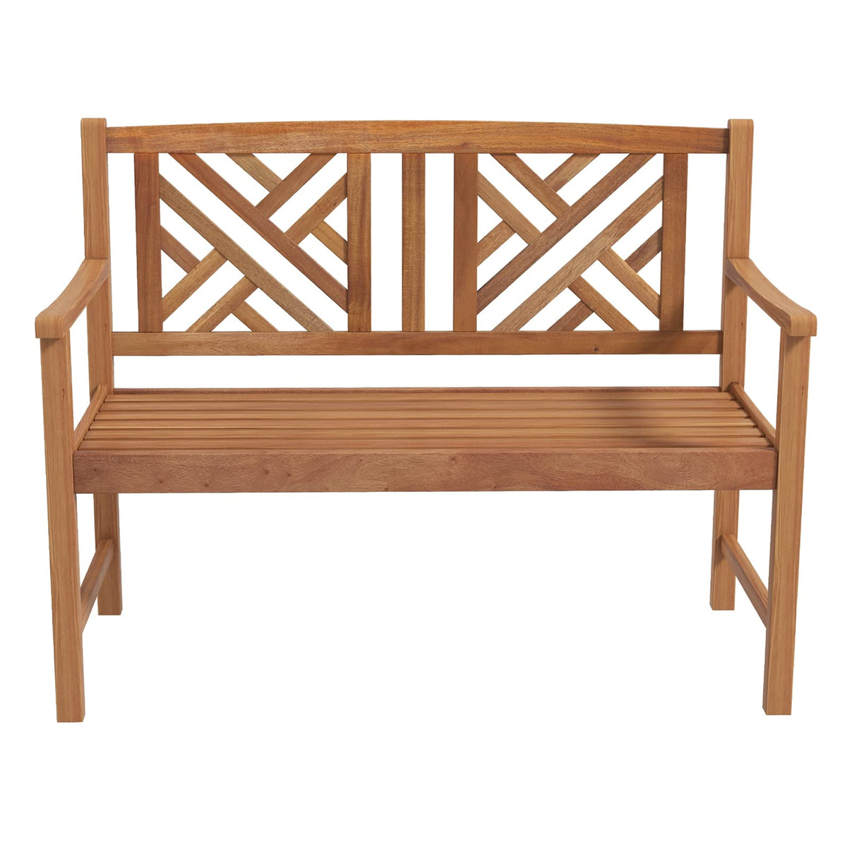 Giantex outdoor bench seat in acacia wood for two people, ideal for patios