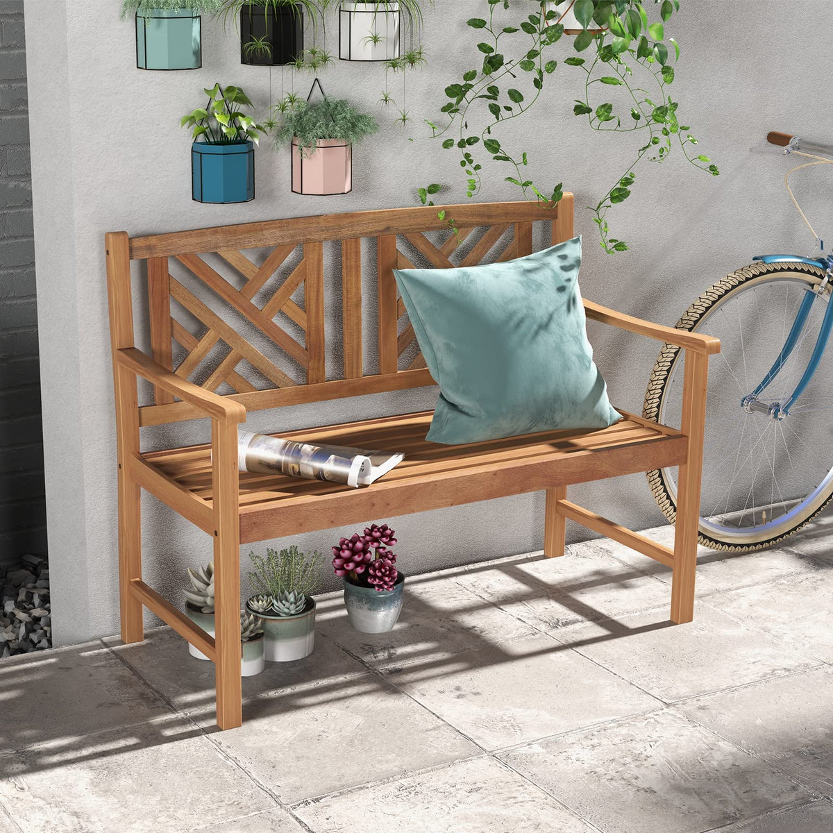 Giantex bench suits yard, park, balcony for versatile outdoor use