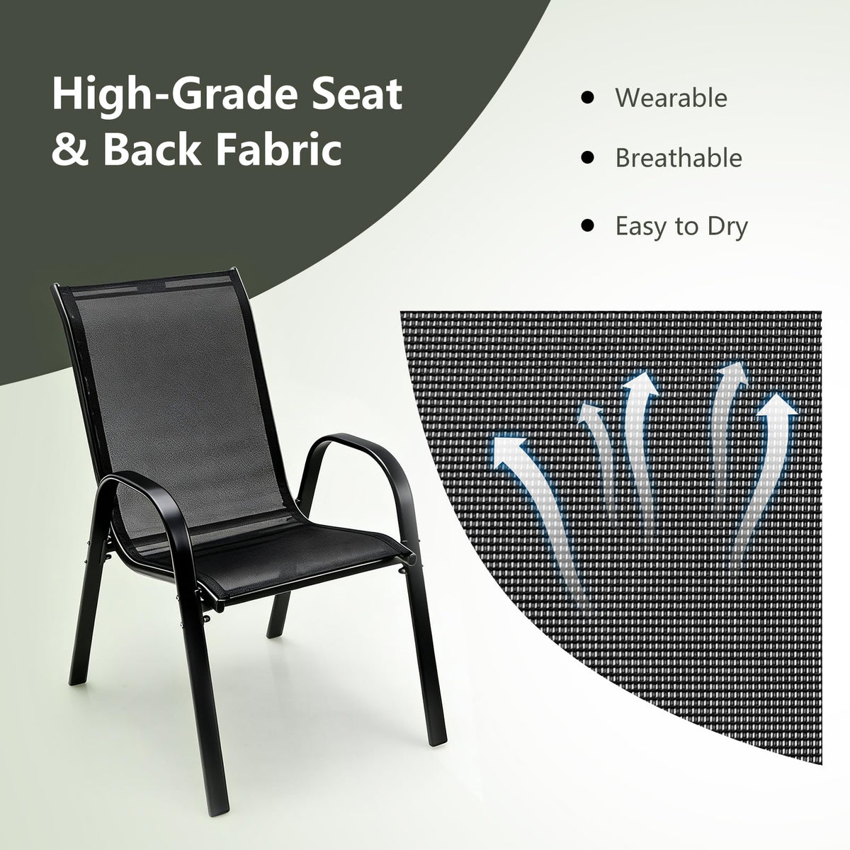 Giantex rustproof steel frame supports up to 330 lbs with stable seating.