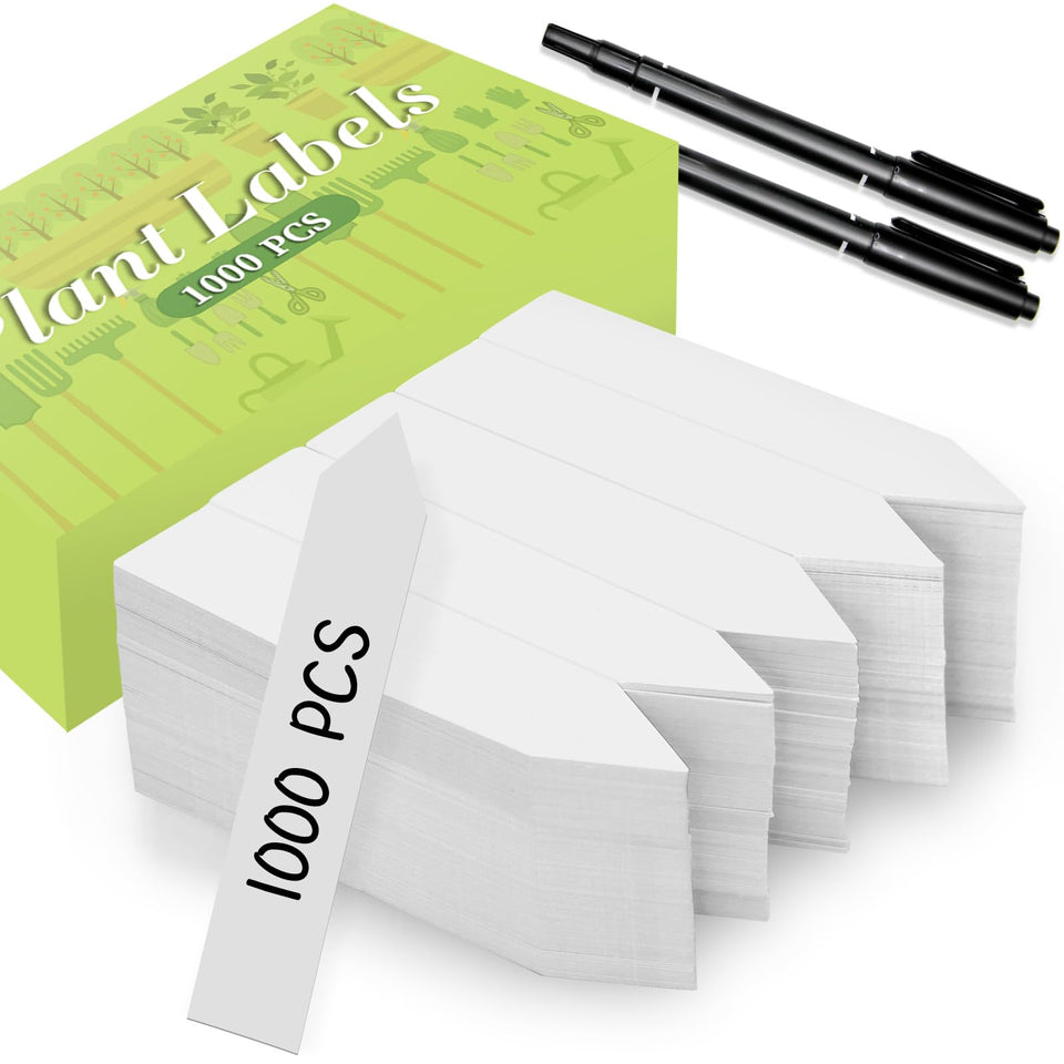 Giaueoa 1000-pack white plant labels in packaging for garden organization
