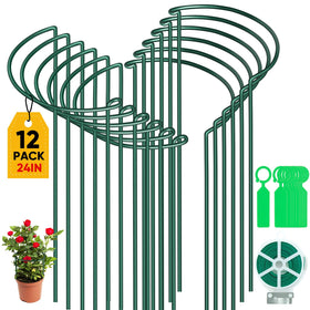 Gicare 12-pack plant stakes with 10-inch by 24-inch cages to support tall plants