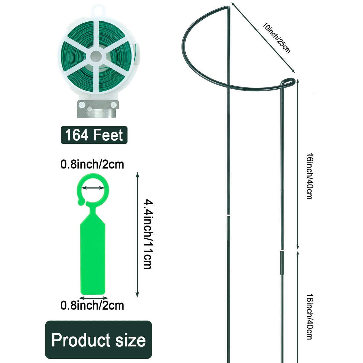 Gicare 16-inch extension poles attached to cages for taller 32-inch plant support
