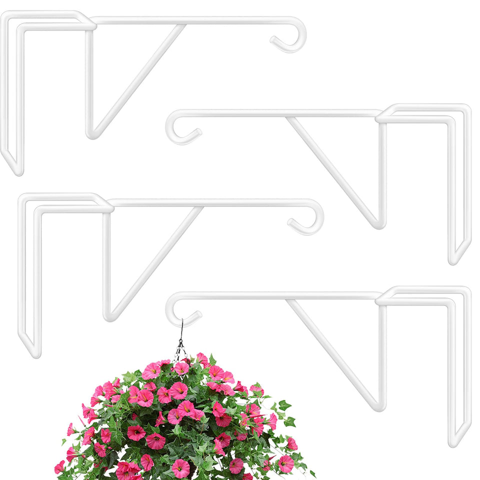 Gicare 4-pack vinyl fence hooks shown for tidy plant displays along a fence