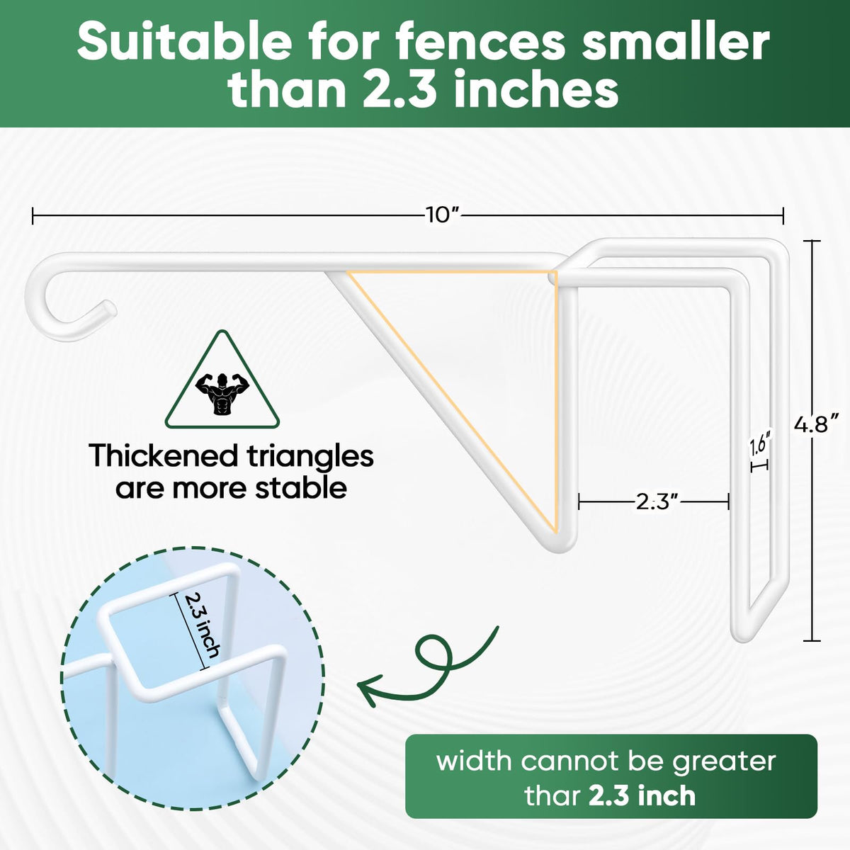 Gicare hooks fit fences up to 2.2 inches wide for versatile use