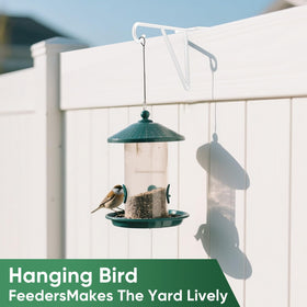 Gicare over-the-fence hooks on a white fence for clean patio aesthetics