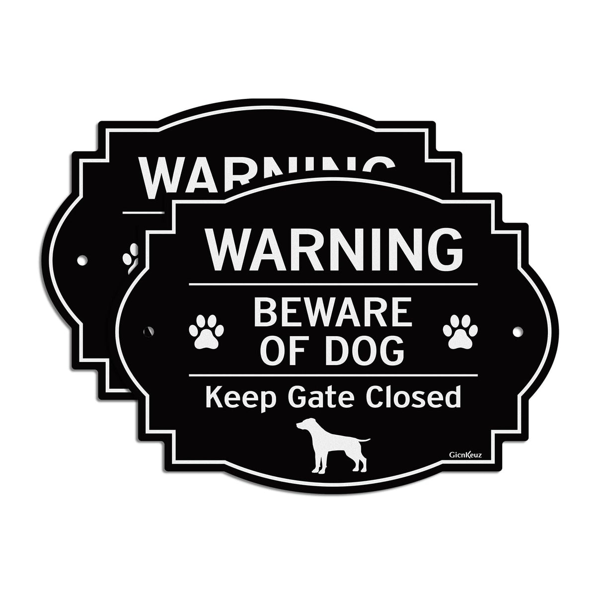 GicnKeuz beware of dog sign on a fence; highly visible at night for yard safety