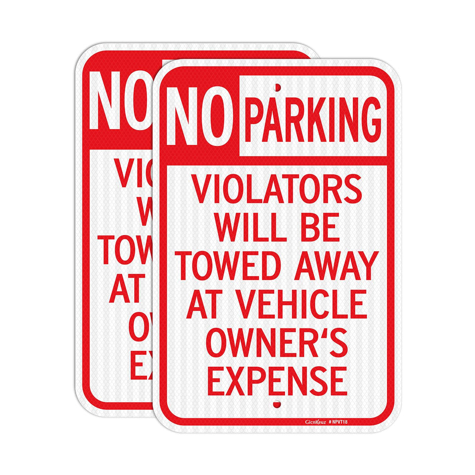 GicnKeuz no parking sign 18x12 inches set visibly marks restricted areas outdoors.